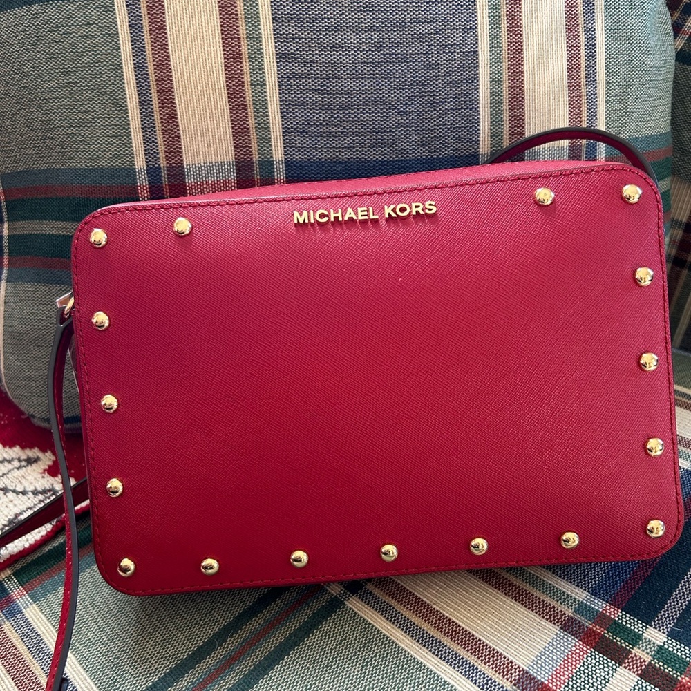 Michael Kors Red Studded Crossbody Bag